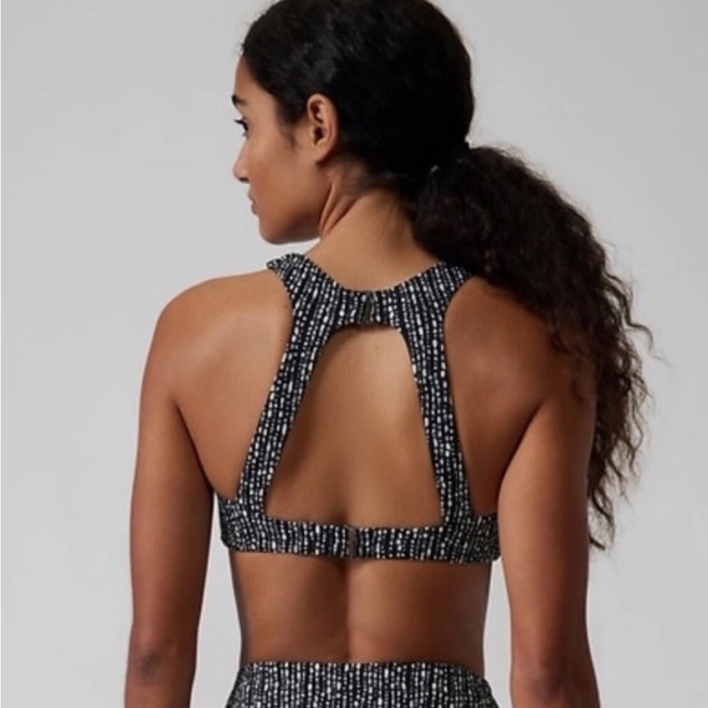 Athleta Black and White Dotted Stripe Cropped Tank - Picture 2 of 6